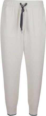 Brunello Cucinelli White Knit Drawstring Trousers, Size Medium