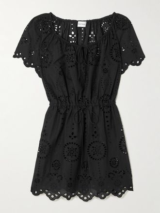 Matteau Abito Mini In Pizzo Sangallo Di Cotone Smerlato - Nero