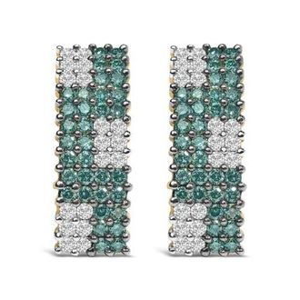 House of Brilliance 14K Yellow Gold 2 cttw White and Treated Blue Diamond Earrings at Nordstrom