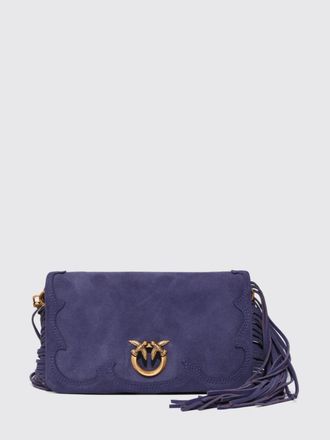 Pinko Love Bag Click Soft Horizontal Mini Pouch in Suede with Fringes
