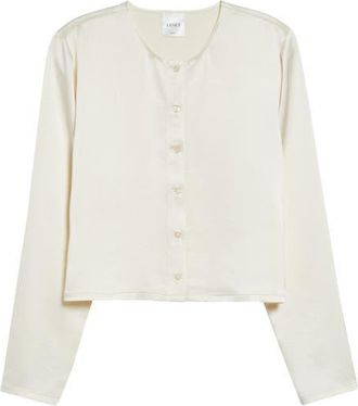 Leset Barb Button-Up Crewneck Cardigan in Creme at Nordstrom, Size X-Large