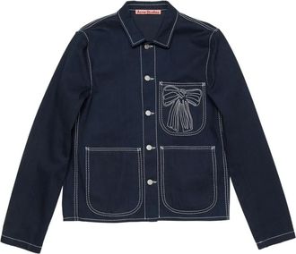 Acne Studios Denim jack met geborduurde strik - Blauw