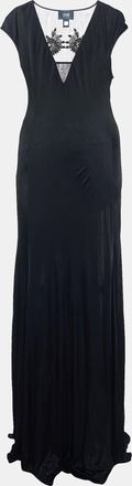 Roberto Cavalli Black Jersey Embellished Sleeveless Maxi Dress