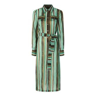 Pinko Shirt Dresses, female, Multicolor, Size: M Castignano Abito Mussola