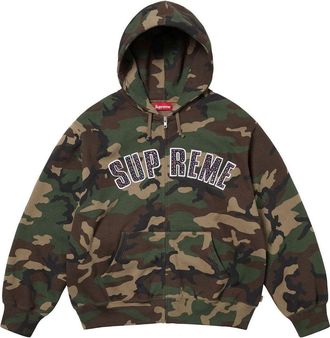 SUPREME x B.B. Simon Zip Up Hooded Sweatshirt Woodland Camo SS25SW50-WOODLAND-CAMO