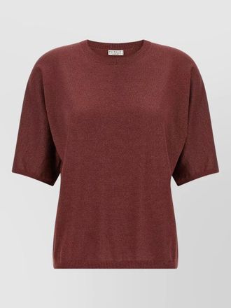 Brunello Cucinelli cashmere silk fine-knit crew-neck short-sleeve sweater