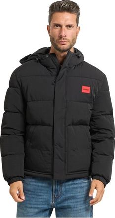 HUGO BOSS Zwarte herenjas met Koreaanse kraag - Heren - Winterjassen - Zwart - 2XL - Jassen