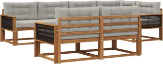 vidaXL Conjunto De Sof&aacute;s De Exterior 8 Uds. Natural Y Gris Claro Vidaxl