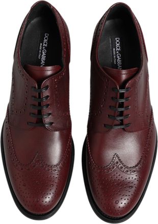 Dolce & Gabbana Mens Brown Leather Lace Up Derby Dress Shoes