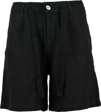 La Martina Korte Broeken, Dames, Zwart, W28, Linnen, Casual Shorts