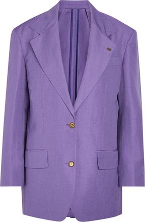 Versace Wool and Linen-blend Blazer - Violet - 42 (UK10 / S)
