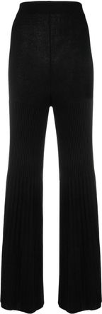 Twin-Set high-waisted wide-ribbed trousers - women - Polyester/Viscose - M - Black