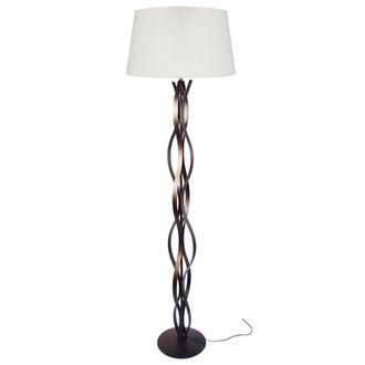 Tosel L&aacute;mpara de pie columna metal negro pantalla crudo