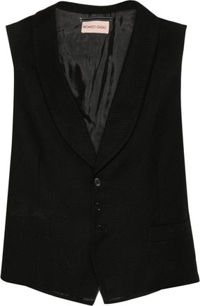Romeo Gigli 1990s geometric-pattern cotton waistcoat - men - Cotton/Cupro - 50 - Black