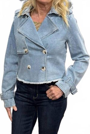 Kut from the Kloth Double Breast Denim Jacket In Light Blue Wash