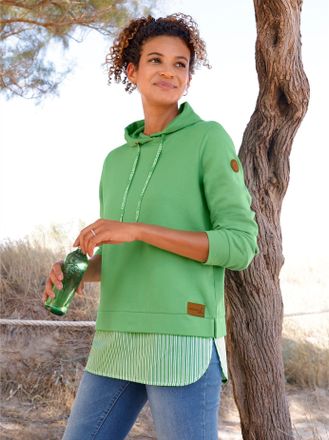 Casual Looks Kapuzensweatshirt CASUAL LOOKS, Damen, Gr. 36, apfel, 50% Baumwolle, 50% Polyester, gemustert, gestreift, unifarben, Sweatshirts Kapuzensweatshirt