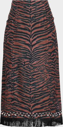 3.1 Phillip Lim Studded Tiger-Print Midi Skirt