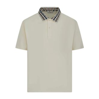 Aquascutum Polo Shirts, male, White, Size: 3XL Club Check Collar Polo