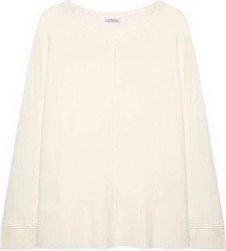 Fiorella Rubino Viscose Blend Trui met Boot Hals - Dames - Ronde hals truien - Wit - 2XL - Nylon - Truien & Vesten