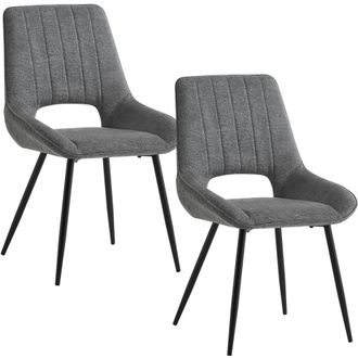 Pondecor Interiorismo Set de 2 sillas de comedor tapizadas tela en gris 60 x 54 x 88 cm