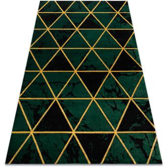 RugsX Rugsx - Alfombra Emerald Exclusivo 1020 Glamour, Elegante M&aacute;rmol, Triangulos Botella Verde / Oro Green 80x150 Cm