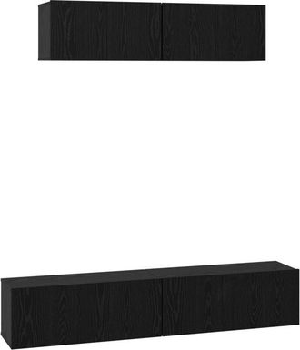 vidaXL Vidaxl - Mueble de tv de Pared Montaje en la pared 4 pcs Roble Negro
