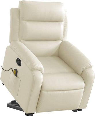 vidaXL Sill&oacute;n De Masaje Elevable El&eacute;ctrico Cuero Sint&eacute;tico Crema Vidaxl