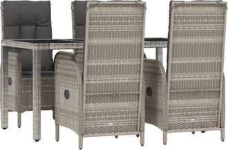 vidaXL Set Comedor De Jard&iacute;n 5 Piezas Con Cojines Rat&aacute;n Sint&eacute;tico Gris Vidaxl