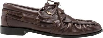 Saint Laurent Le Loafer - Heren - Bootschoenen - Bruin - 44 EU - Leer - Schoenen