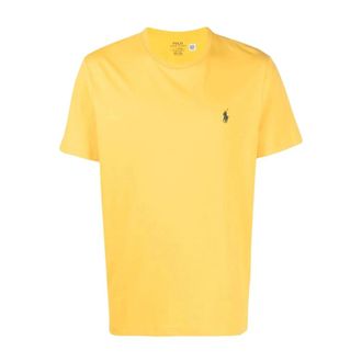 Polo Ralph Lauren T-Shirts, male, Yellow, Size: XS Crewneck T-Shirt with Signature Pony Embroidery