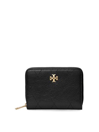 Tory Burch Charlie Quilted Small Zip Around Wallet Black