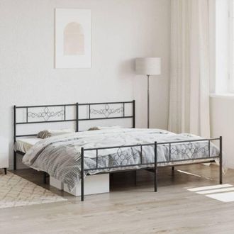 vidaXL Giroletto senza Materaso con Pediera in Metallo Nero 180x200 cm vidaXL