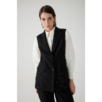Exquise Aretha Embroidered Vest in Black at Nordstrom, Size Xx-Large
