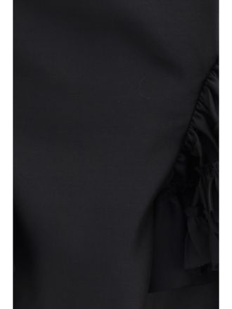 Dries Van Noten Womens Peplum Top Ruffled Black Cotton Tops