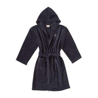 EL CABALLO Albornoz de algod&oacute;n con capucha negro s-m