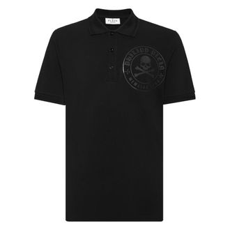 Philipp Plein Tops, Heren, Zwart, L, Katoen, Polo Shirt Skull&Bones