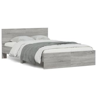 Berkfield Home Bed Frame with Headboard & LED Grey Sonoma 140x190 cm