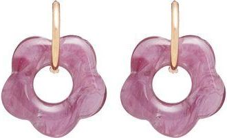 8 by YOOX SMALL HOOPS WITH RESIN FLOWER PENDANT