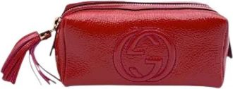 Gucci Pre-owned Soho Mini Cosmetic Pouch - Dames - Vintage Clutch - Rood - ONE Size - Leer - Vintage
