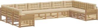 vidaXL Juegos De Sof&aacute;s 10 Uds. Y Beige Polyester Vidaxl