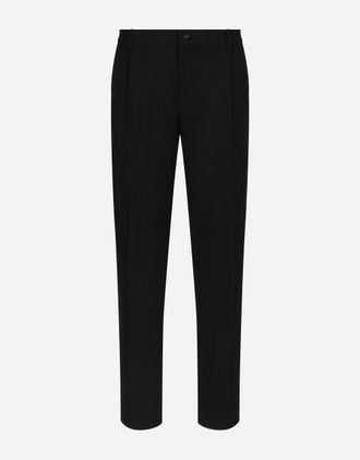 Dolce & Gabbana Classic Gabardine Tuxedo Pants - Man Pants And Shorts Black Wool 48