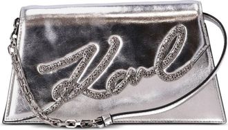 Karl Lagerfeld K/Signature 2.0 metallic shoulder bag - women - Calf Leather - One Size - Silver