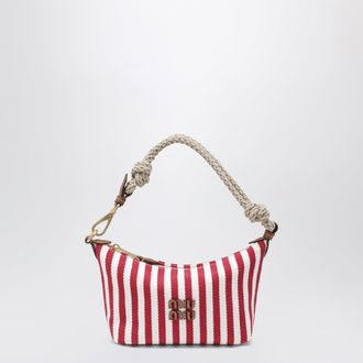 Miu Miu Striped jacquard cotton pouch in ruby and cognac