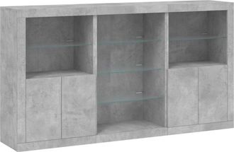 vidaXL Aparador con luces led gris hormigón 181,5x37x100 cm Vidaxl