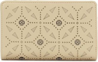 Kazar Leren portemonnee met openwerksdecoratie - Dames - Portefeuilles - Beige - ONE Size - Leer - Accessoires
