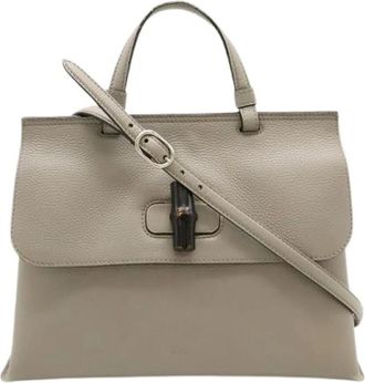 Gucci Pre-owned Bamboo Daily Leather 2way Bag - - Pre-owned - Donna - Grigio - ONE SIZE