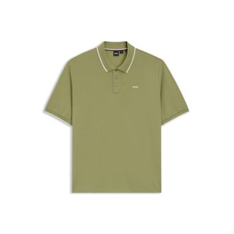 BOSS Cotton-piqu&eacute; polo shirt with contrast logo