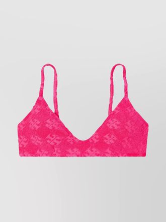Tory Burch terry logo-print v-neck bikini top