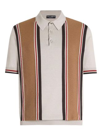 Dolce & Gabbana stretch-silk polo shirt - Neutrals