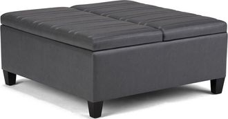 Simpli Home Ellis 36In Contemporary Square Coffee Table Storage Ottoman
